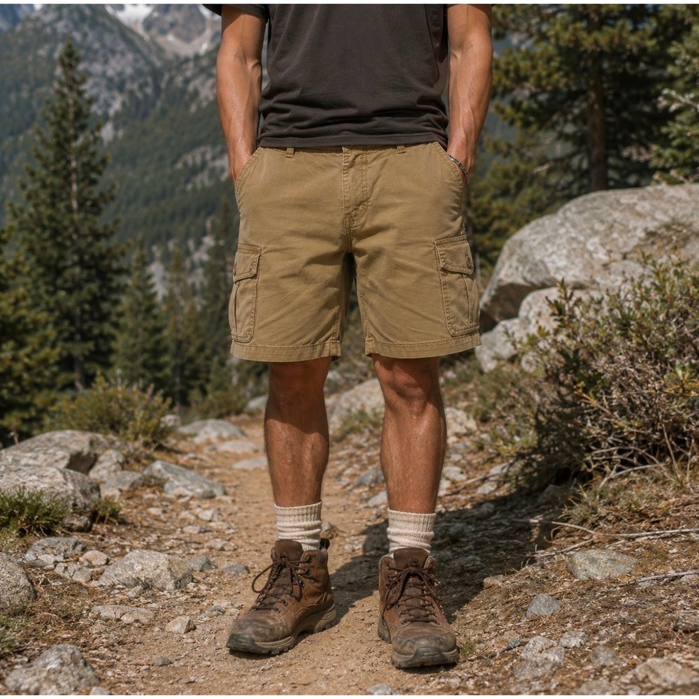 Cabelas Shorts Mens 40 Brown Cargo Cotton Outdoor Hiking Utility Work 6" Inseam